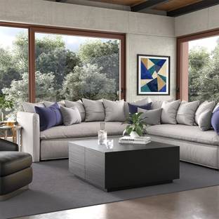 KDINTERIORS Wooden Black Coffee Table Square with 4 Drawers Engineered Wood Coffee Table