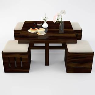 CLANECRAFT Solid Sheesham Wood Modern Style Coffee Table With Stools For Living Room | Solid Wood Coffee Table