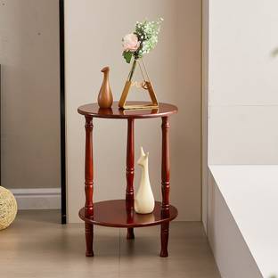 Device Bas with BROWN ART SHOPPEE Round Side Table, 2-Tier End Tables For Small Spaces, Wooden Coffee Side Table Engineered Wood Coffee Table
