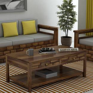 Ganpati Arts Sheesham Wood Center/Coffee/Tea Table With Drawer Storage For Livingroom/Office Solid Wood Coffee Table