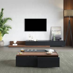 NG Decor Rectangular Lift Top Storage Coffee Table with Drawers Black and Walnut Engineered Wood Coffee Table