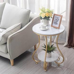 Craftmakers Maharaja Style Round End Table & Side Table for Small Spaces, Coffee Snack Table Metal Coffee Table