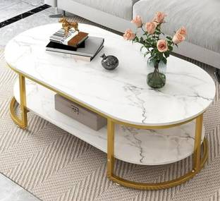 cozycrafted Luxury Marble Finish Coffee Table Engineered Wood Coffee Table