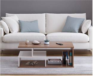 HOMIBOSS Center Table for Living Room, Tea Table with Storage, Teapoy Hall Lounge Office Engineered Wood Coffee Table