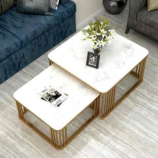 Suhailbrothers Square Coffee Table Set of 2 Modern Minimalist Style Furniture for Living Room Engineered Wood Coffee Table