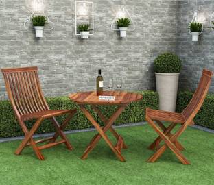PR FURNITURE Solid Sheesham Wood Patio Outdoor/ Indoor Folding Coffee Table With Chairs | Solid Wood Coffee Table