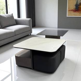 THE ATTIC The Attic Kingston Coffee Table Set with 2 stools, solid wood coffee table Solid Wood Coffee Table