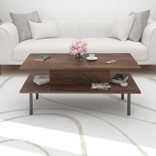 BLUEWUD Eatame Coffee Center Sofa Tea/Teapoy Console Table with Metal Legs for Hall Home Engineered Wood Coffee Table