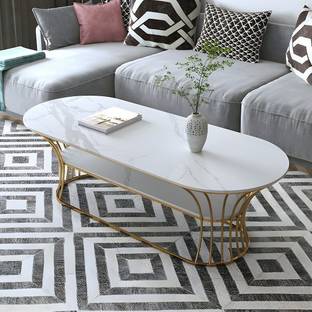 Mysoor art handicrafts Metal Oval Coffee Table Living Room Sofa Side Cabinet Small Table Engineered Engineered Wood Coffee Table