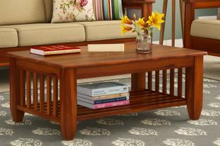 Banshi Modern Wooden Coffee Table for Living Room | Center Table with Storage Solid Wood Coffee Table