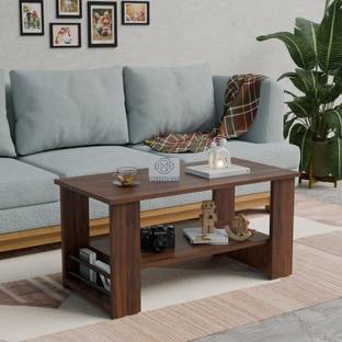Floresta Wud Engineered Wood Iron Rod Coffee Table With Storage For Living Room | Hall | Cafe Engineered Wood Coffee Table