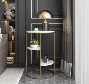 MAHISON LIFESTYLE Round Side Table,2 Tier Metal End Table Living Room Tea Table Small Spaces Engineered Wood Coffee Table