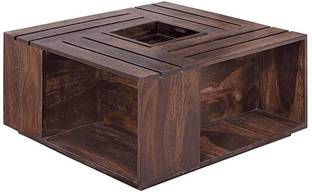 SAVITRIDECOR Solid sheesham wood coffee center table with shelves Solid Wood Coffee Table