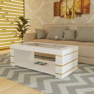 ELTOP ELTOP Modern Wooden Coffee Table with Glass Top & Storage Shelf for Living Room Glass Coffee Table