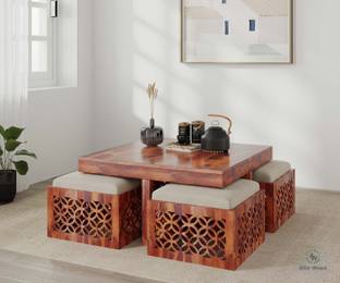 Allie Wood Rosewood ( Sheesham ) 4 Stool Solid Wood Coffee Table