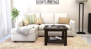 WOODTREND Solid Wooden Coffee Table with Tempered Glass Top for Home & Living Room Solid Wood Coffee Table