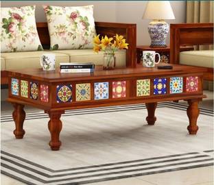 JB Art Coffee Table For Living Room Teapoy Tea Table for Hall (Honey Finish) Solid Wood Coffee Table