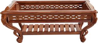 W.S.HANDICRAFTS Handcrafted Sheesham Wood Coffee Table with Storage Shelf ( Mirror Less ) Solid Wood Coffee Table