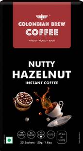 Colombian Brew Hazelnut Instant Coffee, No Sugar Vegan, 50gm Instant Coffee