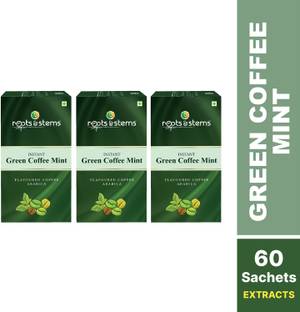 Roots & Stems Green Coffee Mint Extracts Premix| Instant Mix with Probiotic for Fat Loss Instant Coffee