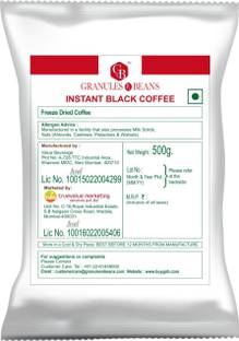 Granules and Beans Freeze Dried Instant Black Coffee - 500gms | 100% Pure Coffee (No Chicory Mixed) Instant Coffee