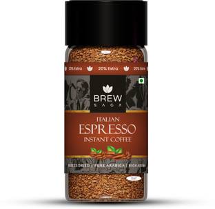 Brewsaga Italian Espresso Instant Coffee 100% Arabica No Added Sugar Makes 30 Cups Instant Coffee