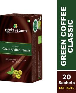 Roots & Stems Green Coffee Classic | Arabica Premix | For Weight Loss Management | 20 Sachet | Instant Coffee