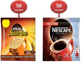 Nescafe Sunrise Instant Coffee 1.8g - 50 Sachet & Classic Coffee 1.1g - 50 Sachet Combo Instant Coffee