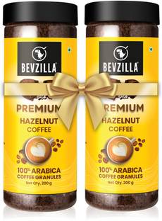 Bevzilla 200 Grams x 2 Instant (Hazelnut) Coffee Powder | Make 200 Cups | 100% Arabica Instant Coffee