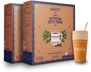 INDICUP 3 in 1 Cappuccino Premix Coffee Powder 10 Sachets X 14g Instant Coffee