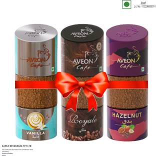 AVEON Cafe Vanilla, Royale & Hazelnut Flavoured Coffee Combo Pack Instant Coffee