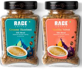 RAGE Silk Blend - Vanilla Velvet & Creamy Hazelnut 60 Gms Each | Combo Pack of 2 Instant Coffee