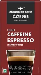 Colombian Brew High Caffeine Espresso Instant Coffee, Strong, 50g Instant Coffee
