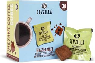 Bevzilla Instant Coffee Cubes - 30 Pack (Hazelnut), Date Palm Jaggery, Strong Coffee Instant Coffee
