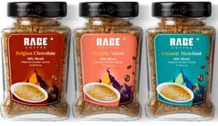 RAGE Belgian Chocolate & Creamy Hazelnut & Vanilla Velvet 50 Gms Each | (Pack of 3) Instant Coffee