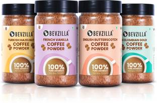 Bevzilla 75 Grams X 4 Flavoured Instant Coffee Powder |Strong Coffee Instant Coffee