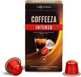 Coffeeza Intenso Coffee Capsules Pack of 10 Pods -Nespresso Compatible Coffee Capsules Pods Instant Coffee Instant Coffee