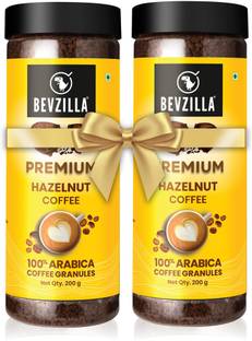 Bevzilla 200 Grams x 2 Hazelnut Instant Coffee Powder| Hot & Cold Instant Coffee