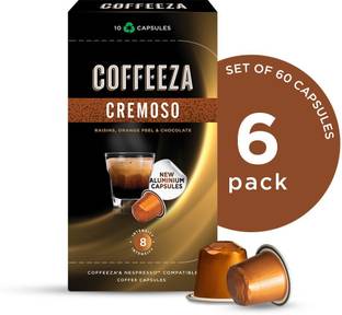 Coffeeza Cremoso Coffee Capsules Pack of 60 Pods -Nespresso Compatible Coffee Capsules Pods Instant Coffee
