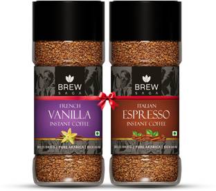 Brewsaga Pack of 2 French Vanilla And Italian Espresso Instant Coffee-(2 x 100 GM) Instant Coffee