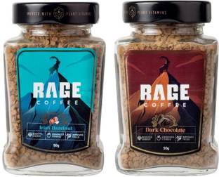 RAGE Coffee Combo Pack of 2 - Irish Hazelnut & Dark Chocolate Flavoured Coffee 50 GMS Each Instant Coffee