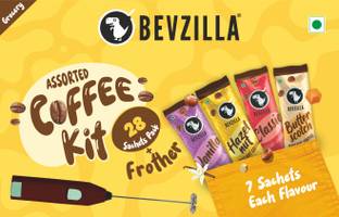 Bevzilla Instant Cafe Coffee Kit with 28 Sachets Multi Flavored Assorted Instant Coffee