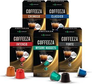 Coffeeza Favorites Variety Pack Coffee Pods (Pack of 50), 275 grams | Aluminium Instant Coffee