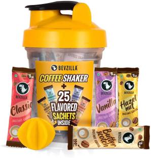 Bevzilla Instant Coffee Powder - 25 Sachets with Coffee Shaker Instant Coffee