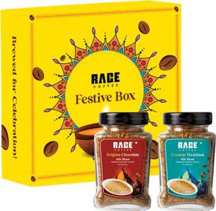 RAGE Festive Box (Silk Blend Creamy Hazelnut & Belgian Chocolate 50 GMs Each) Instant Coffee