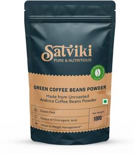 SATVIKI Green Coffee Beans Powder | AAA Arabica | Unroasted & Natural | FSSAI Certified Instant Coffee