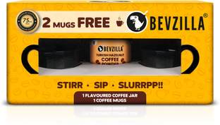 Bevzilla Instant Coffee Turkish Hazelnut Pack 2 Free Coffee Mugs Makes up to 40 cups Instant Coffee