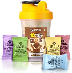 Bevzilla 10 Instant Coffee Cubes & Shaker | BPA Free Shaker 500 ML Leak Proof Instant Coffee