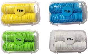 MOREL COMBO OF RUPEES TOKEN RS 10, RS 15, RS 20, RS 50 PLASTIC ROUND SHAPE COIN Coin Bank