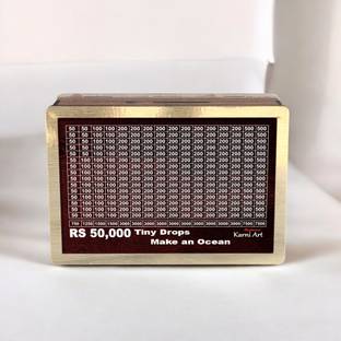 KARNI ART Wooden Money Saving Box | Cash Saver with Counting Target (?50,000) Coin Bank